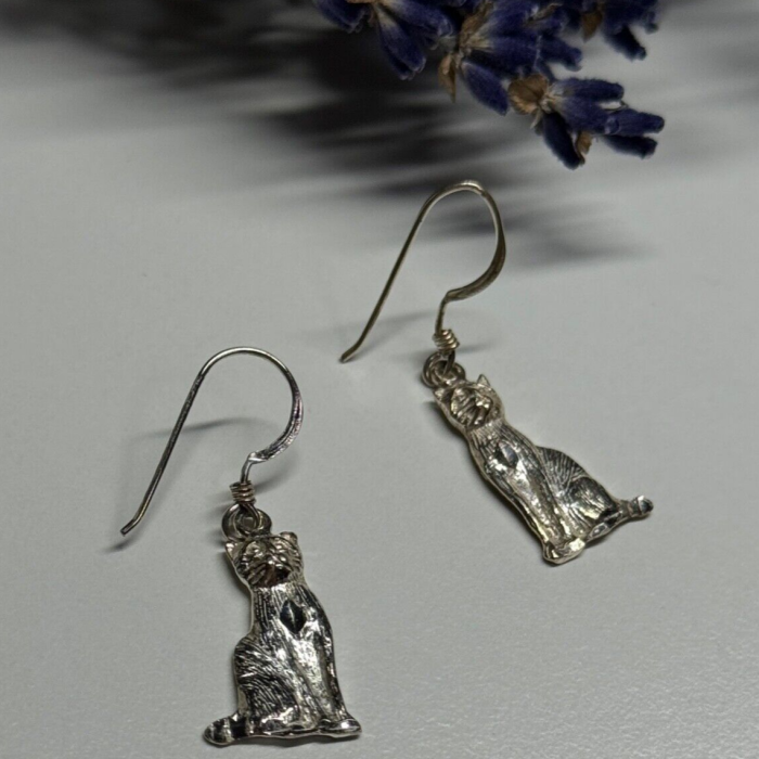 925 Sterling Silver Cats Earrings