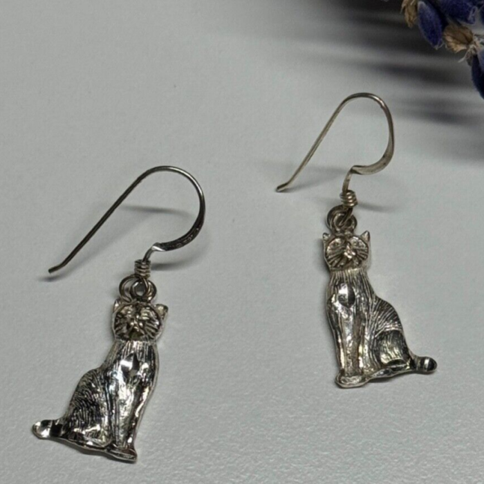 925 Sterling Silver Cats Earrings
