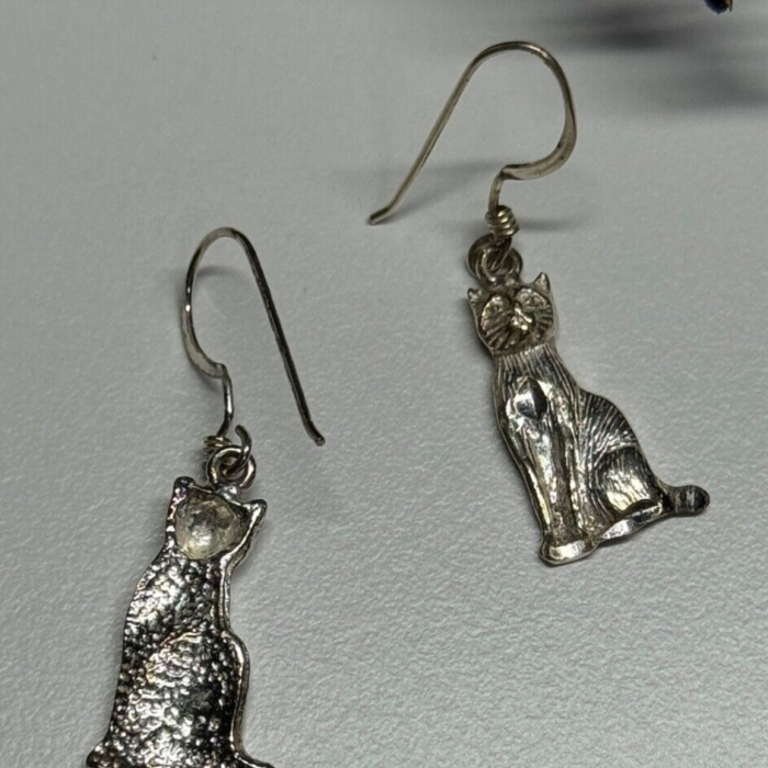 925 Sterling Silver Cats Earrings