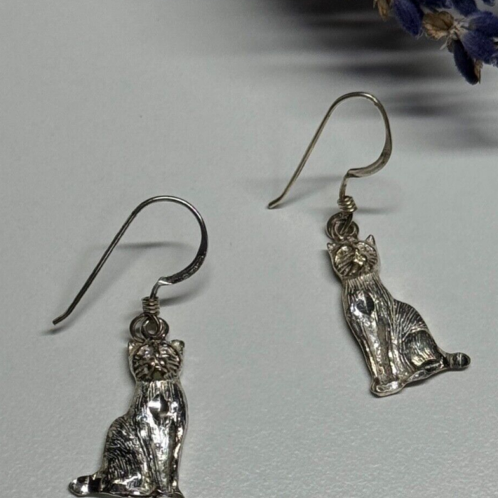 925 Sterling Silver Cats Earrings