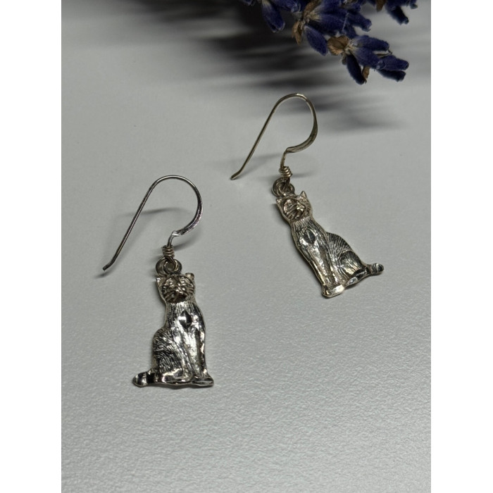 925 Sterling Silver Cats Earrings