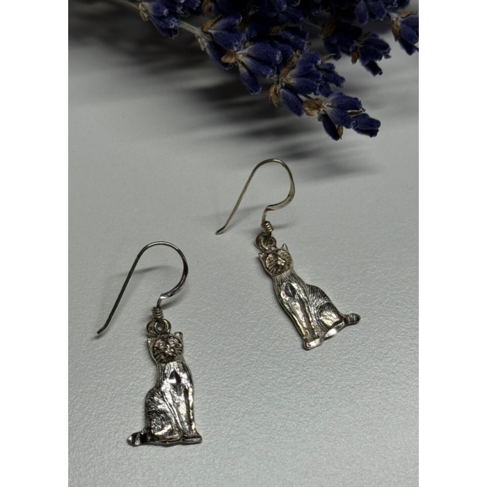 925 Sterling Silver Cats Earrings