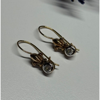 925 Sterling Silver Gold Plated CZ Earrings