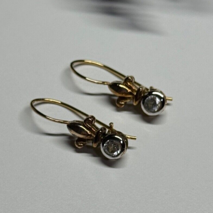 925 Sterling Silver Gold Plated CZ Earrings
