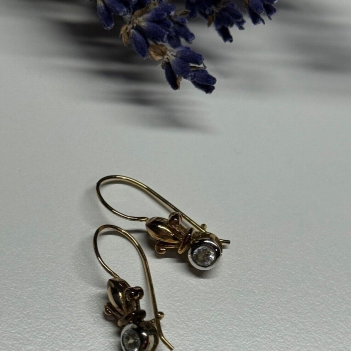 925 Sterling Silver Gold Plated CZ Earrings