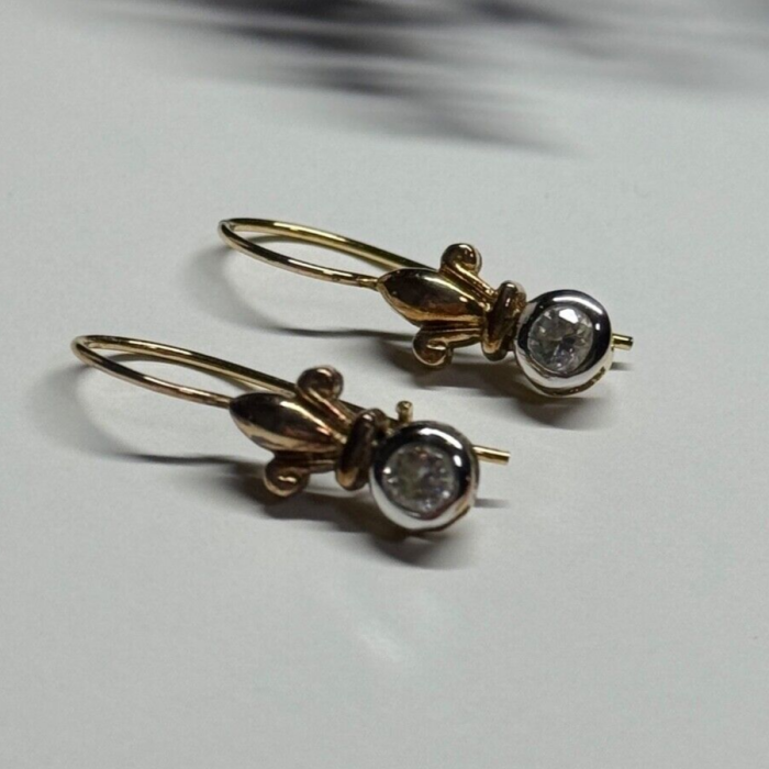 925 Sterling Silver Gold Plated CZ Earrings