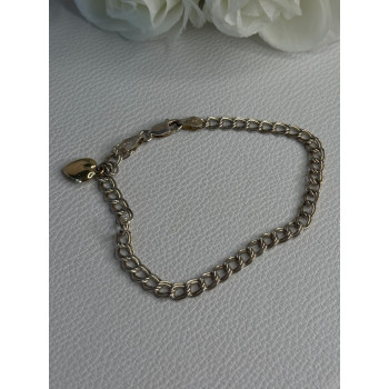 925 Sterling Silver 14k Yellow Gold Heart Italy Bracelet Length 7