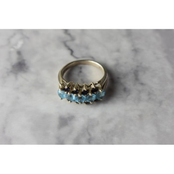 925 Sterling Silver Blue Spinel & Sapphires Ring Size 6.75