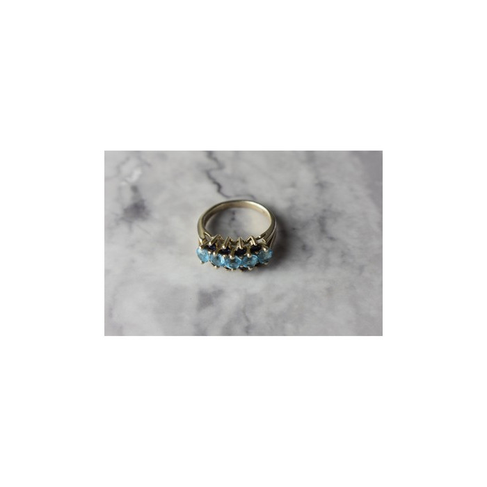 925 Sterling Silver Blue Spinel & Sapphires Ring Size 6.75