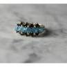 925 Sterling Silver Blue Spinel & Sapphires Ring Size 6.75
