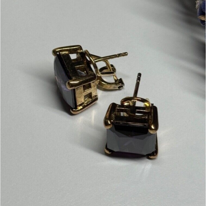 925 Sterling Silver Gold Plated Amethyst Earrings