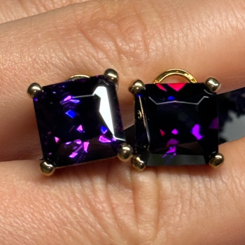 925 Sterling Silver Gold Plated Amethyst Earrings