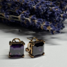 925 Sterling Silver Gold Plated Amethyst Earrings