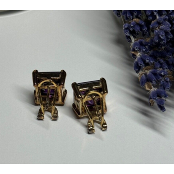 925 Sterling Silver Gold Plated Amethyst Earrings