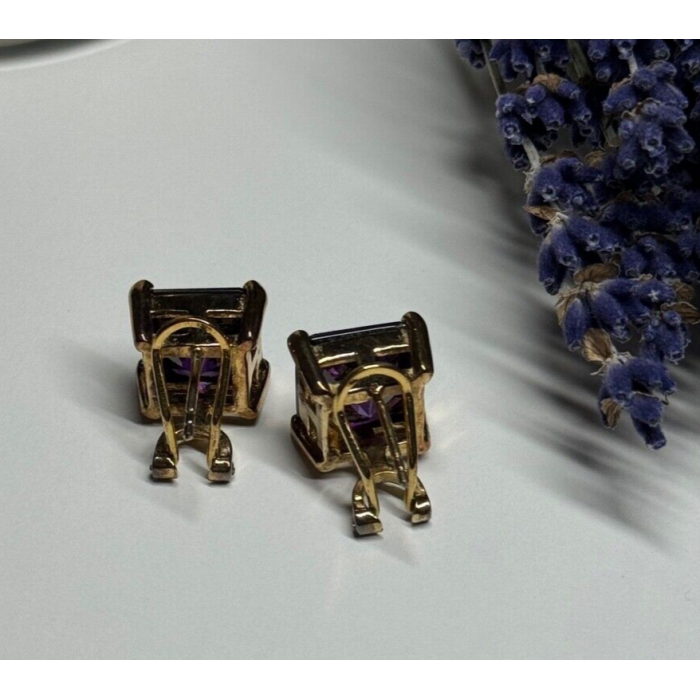 925 Sterling Silver Gold Plated Amethyst Earrings