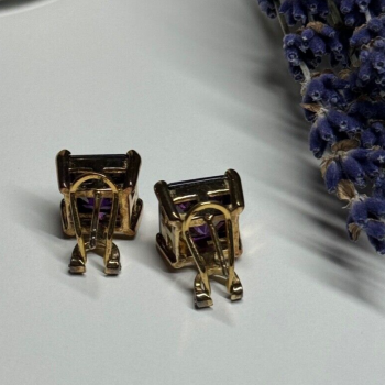 925 Sterling Silver Gold Plated Amethyst Earrings