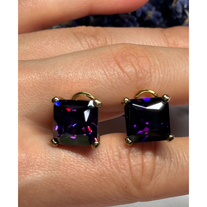 925 Sterling Silver Gold Plated Amethyst Earrings