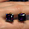 925 Sterling Silver Gold Plated Amethyst Earrings
