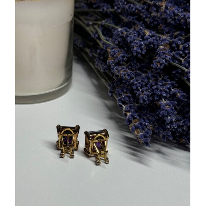 925 Sterling Silver Gold Plated Amethyst Earrings