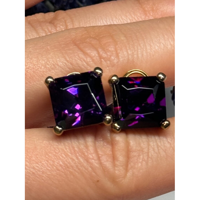 925 Sterling Silver Gold Plated Amethyst Earrings