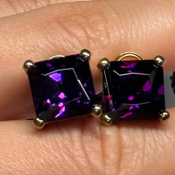 925 Sterling Silver Gold Plated Amethyst Earrings
