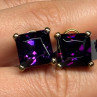925 Sterling Silver Gold Plated Amethyst Earrings