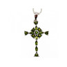 925 Sterling Silver Emeralds Chain with Cross