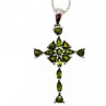 925 Sterling Silver Emeralds Chain With Cross