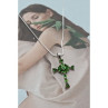 925 Sterling Silver Emeralds Chain With Cross