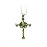 925 Sterling Silver Emeralds Chain with Cross