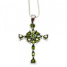 925 Sterling Silver Emeralds Chain With Cross