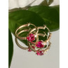 10K Yellow Gold Rubies & Diamonds Hearts Earrings