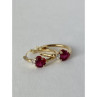 10K Yellow Gold Rubies & Diamonds Hearts Earrings