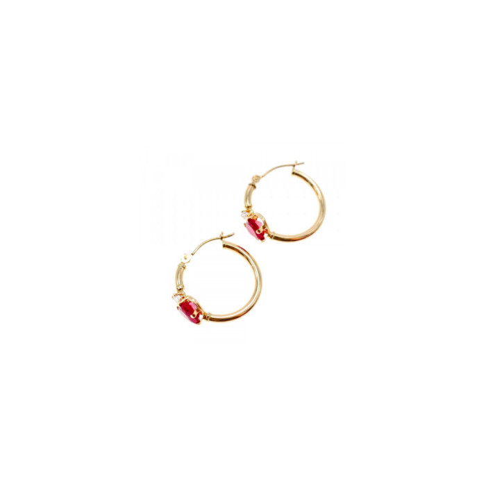 10K YELLOW GOLD RUBIES & DIAMONDS HEARTS EARRINGS