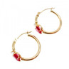 10K Yellow Gold Rubies & Diamonds Hearts Earrings