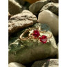 10K Yellow Gold Rubies & Diamonds Hearts Earrings