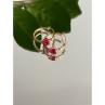 10K Yellow Gold Rubies & Diamonds Hearts Earrings