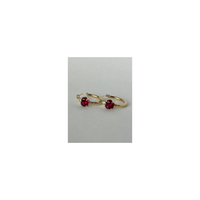 10K YELLOW GOLD RUBIES & DIAMONDS HEARTS EARRINGS
