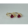 10K YELLOW GOLD RUBIES & DIAMONDS HEARTS EARRINGS