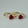 10K Yellow Gold Rubies & Diamonds Hearts Earrings