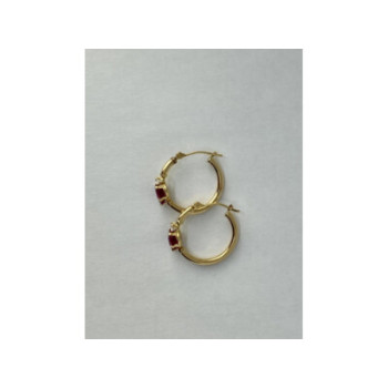 10K YELLOW GOLD RUBIES & DIAMONDS HEARTS EARRINGS