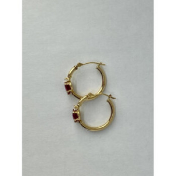 10K Yellow Gold Rubies & Diamonds Hearts Earrings