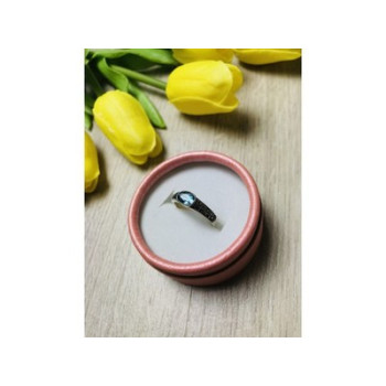 925 Sterling Silver Blue Spinel & Black Quartz Ring Size 7.5