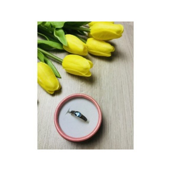 925 Sterling Silver Blue Spinel & Black Quartz Ring Size 7.5