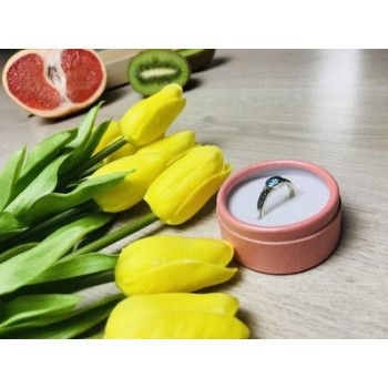 925 Sterling Silver Blue Spinel & Black Quartz Ring Size 7.5