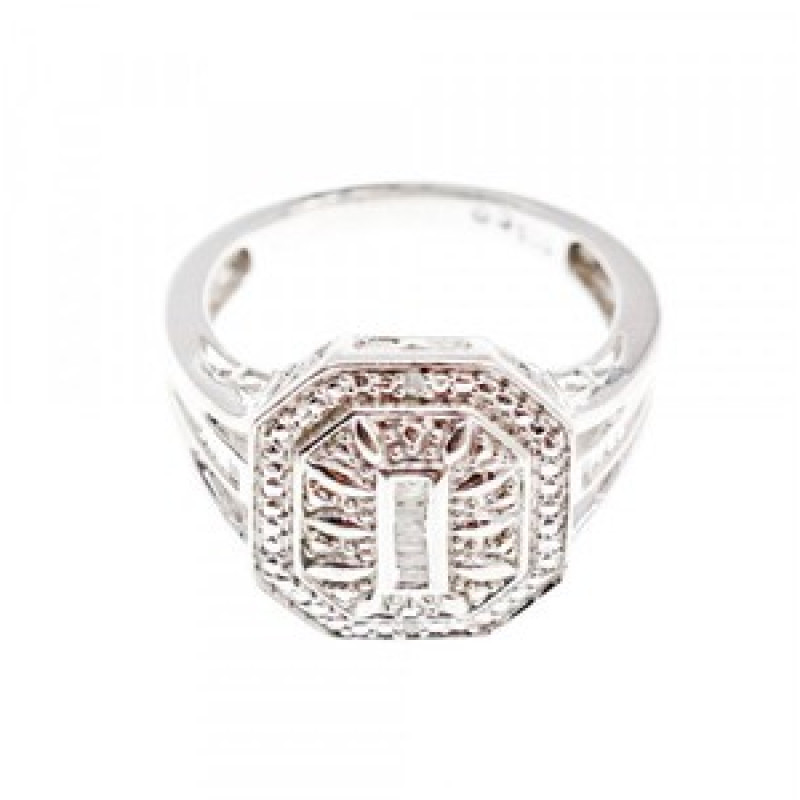 925 Sterling Silver Diamonds Ring Size 8