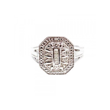 925 Sterling Silver Diamonds Ring Size 8