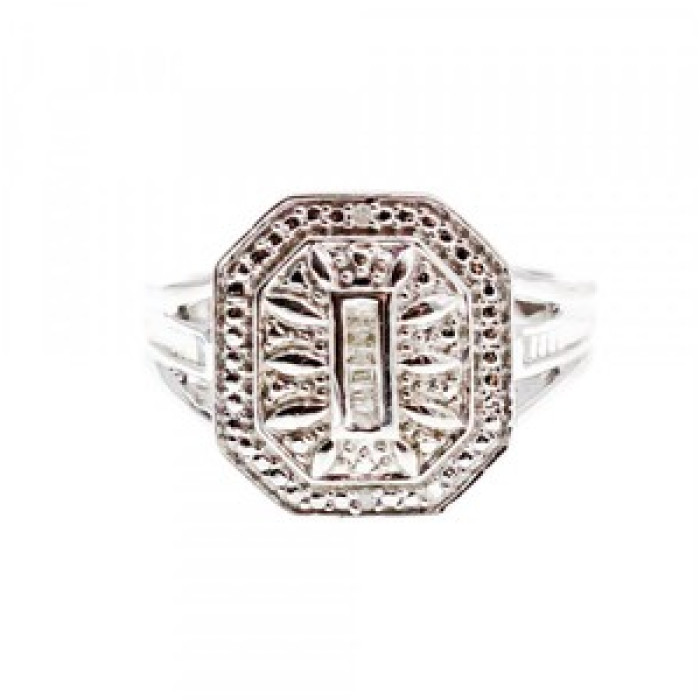 925 Sterling Silver Diamonds Ring Size 8