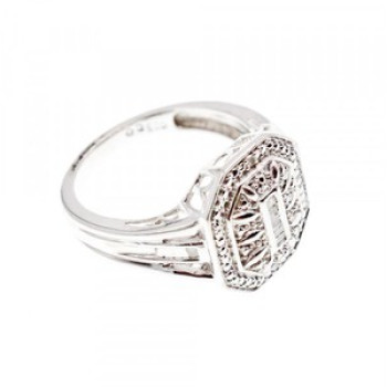 925 Sterling Silver Diamonds Ring Size 8
