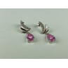 Stud Earrings with Pink & White CZ